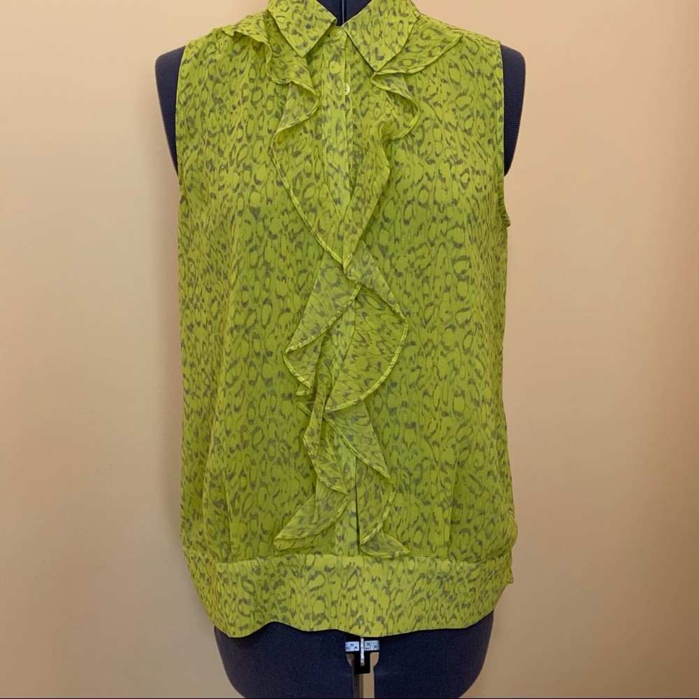 Cabi blouse, Small, Chartreuse print